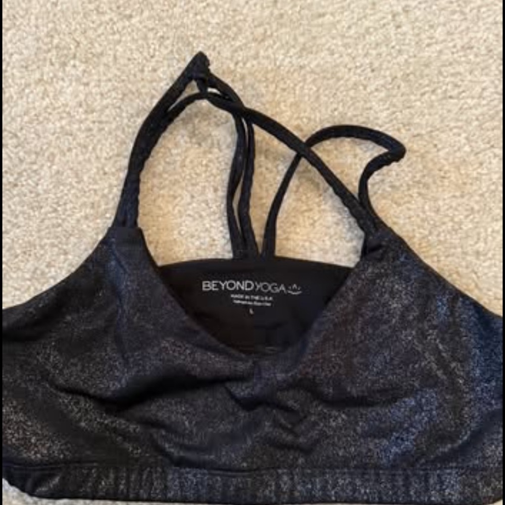 Beyond Yoga Shimmering Black Sports Bra